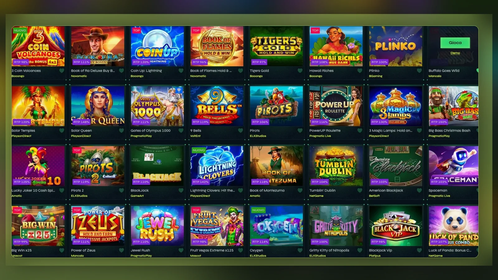 Una schermata di lobby slot: è qui che si consuma il requisito x35
